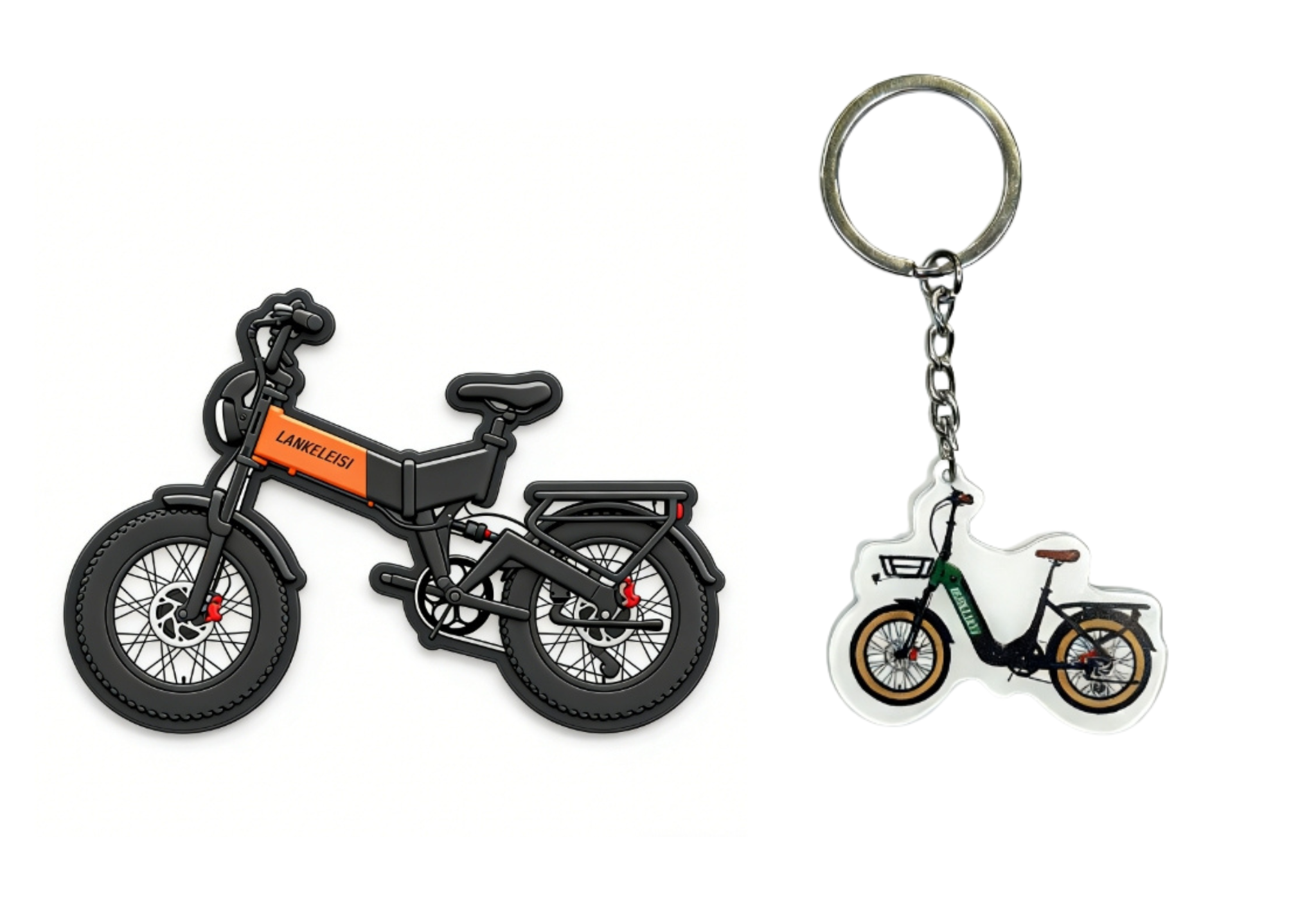 LANKELEISI GOLF-X & X3000MAX refrigerator magnet and keychain with branded logo design on metal and plastic surfaces.