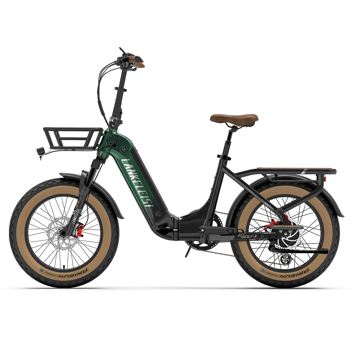 Foldable LANKELEISI GOLF-X electric city bike with step-thru frame and 960Wh battery, displayed in a pre-sale bundle image.