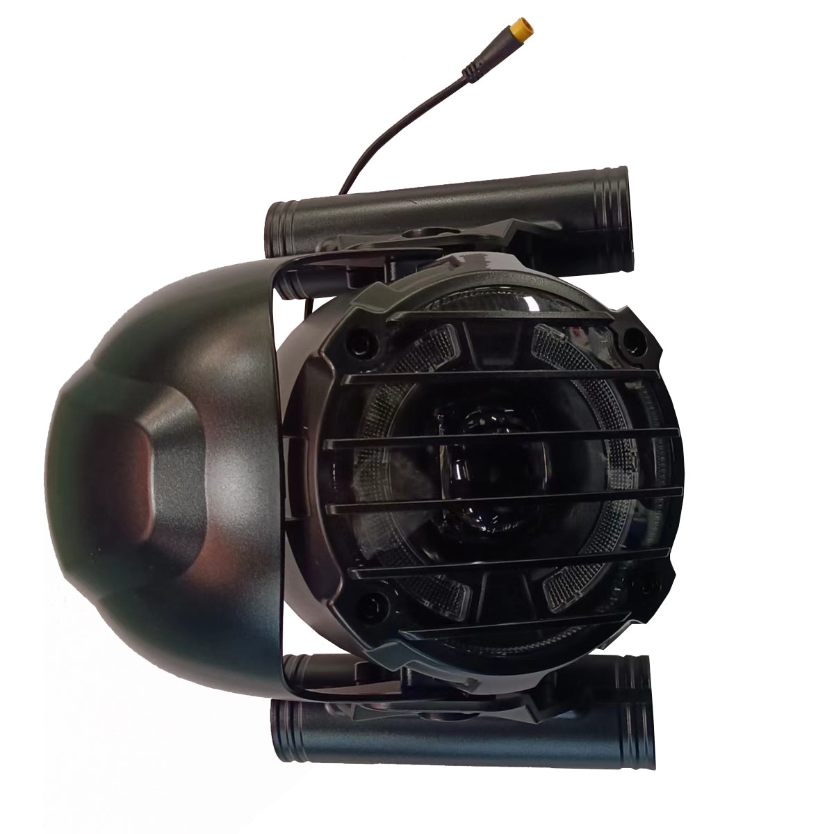 LANKELEISI electric bike front light mounted on the bike frame, providing illumination for night riding.