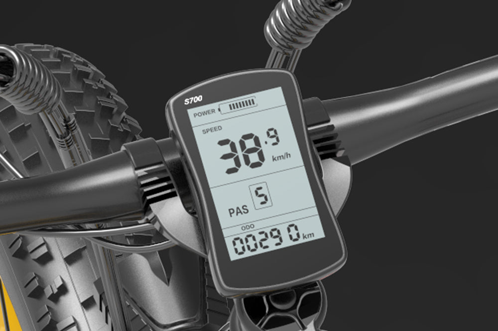 LANKELEISI S700/S866/S600 multifunctional LCD display accessory for electric bikes, showing controls and digital readout on the screen.