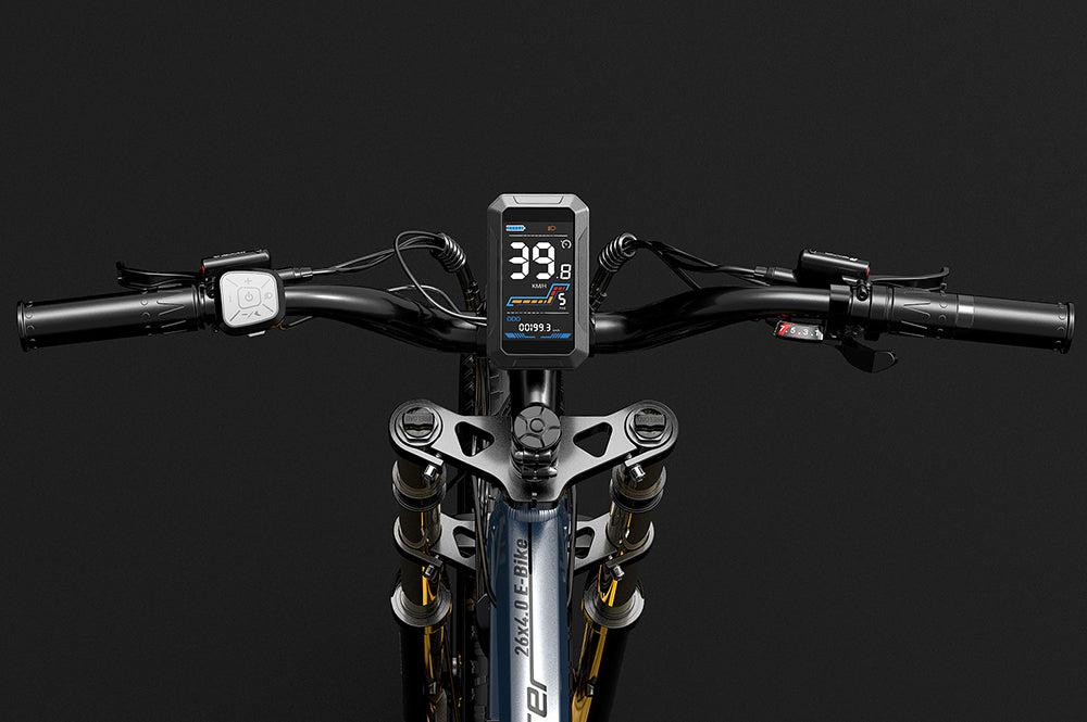 Lankeleisi Bikes handlebar for mountain bike with black finish and ergonomic design, mounted on bicycle headstock.